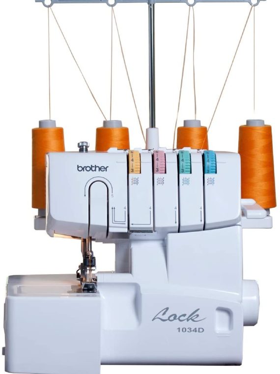 1034D Serger Heavy-Duty Metal Frame Overlock Machine 1300 Stitches Per Minute Removeable Trim Trap 3 Included Accessory Feet