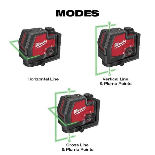 3522-21 Green 100 ft. Cross Line and Plumb Points Rechargeable Laser Level with REDLITHIUM Lithium-Ion USB Battery and Charger